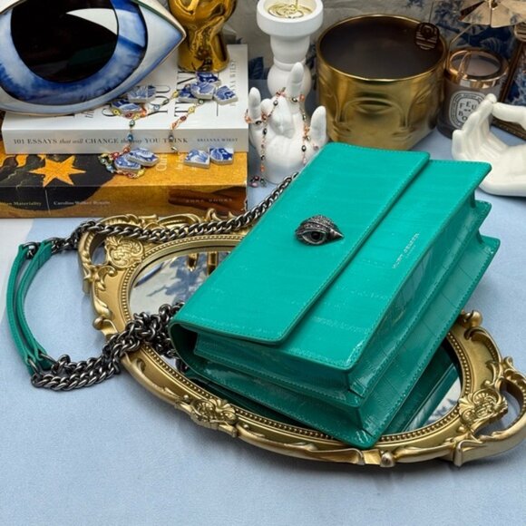 🆕 KURT GEIGER LONDON 🧿 NWOT Shoreditch Small Leather Crossbody Bag, Aqua Green - Picture 10 of 16